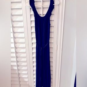 Loft navy dress with ruffle sleeve